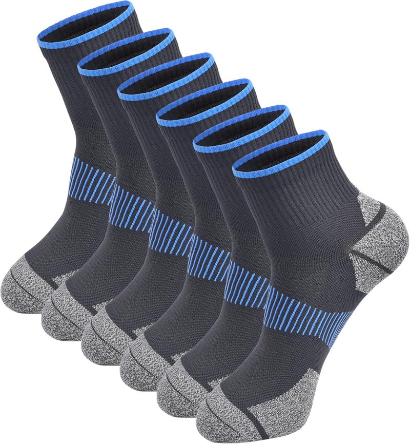 WindCrosser Mens and Womens Anti Odor Blister Resistant Seamless Thin Compression Quarter Crew Athletic Cycling Socks - Image 1